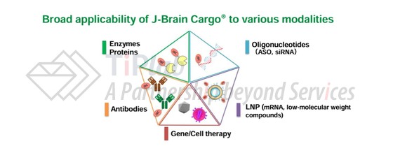 J-Brain Cargo可以应用于多种治疗方式，参见：JCR Pharmaceuticals官网